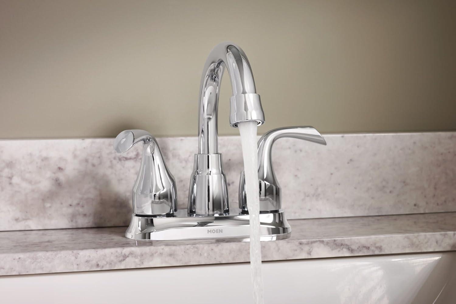 image:imageMoen Idora Chrome TwoHandle Centerset Bathroom Sink Faucet with Drain Assembly 84115