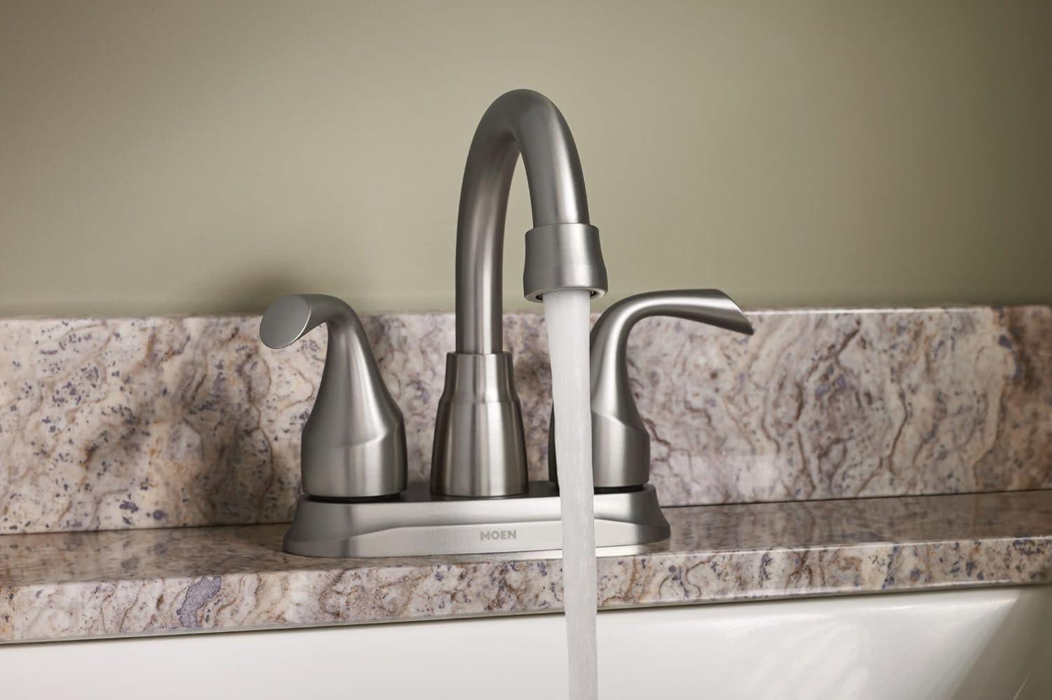 image:imageMoen Idora Matte Black TwoHandle Centerset Bathroom Sink Faucet with Drain Assembly 84115BLBrushed Nickel