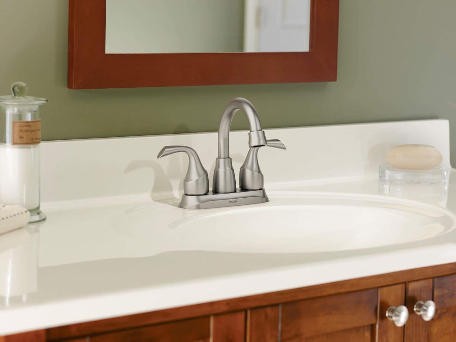 image:imageMoen Idora Matte Black TwoHandle Centerset Bathroom Sink Faucet with Drain Assembly 84115BLBrushed Nickel