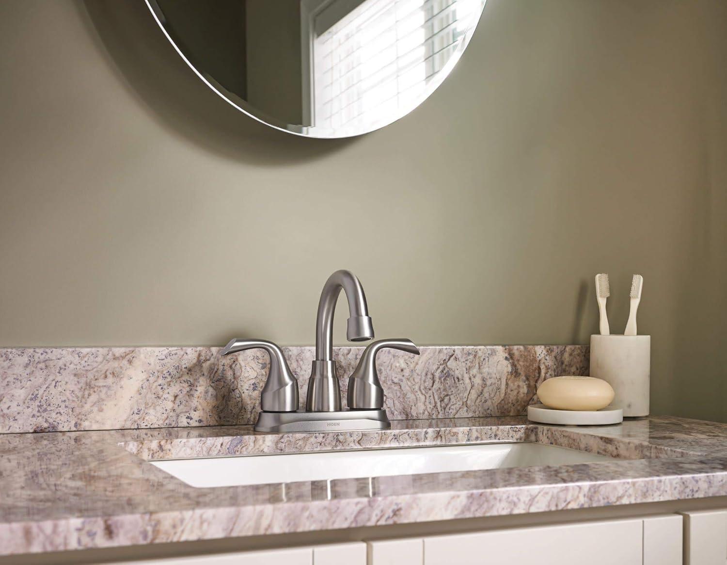 image:imageMoen Idora Matte Black TwoHandle Centerset Bathroom Sink Faucet with Drain Assembly 84115BLBrushed Nickel