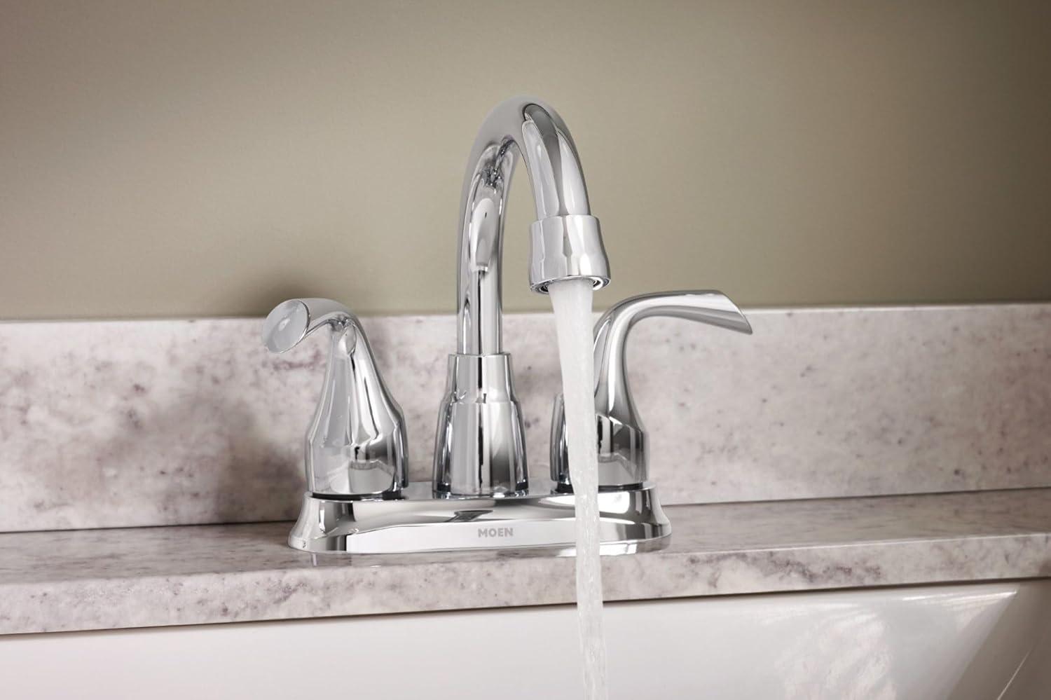 image:imageMoen Idora Matte Black TwoHandle Centerset Bathroom Sink Faucet with Drain Assembly 84115BLChrome