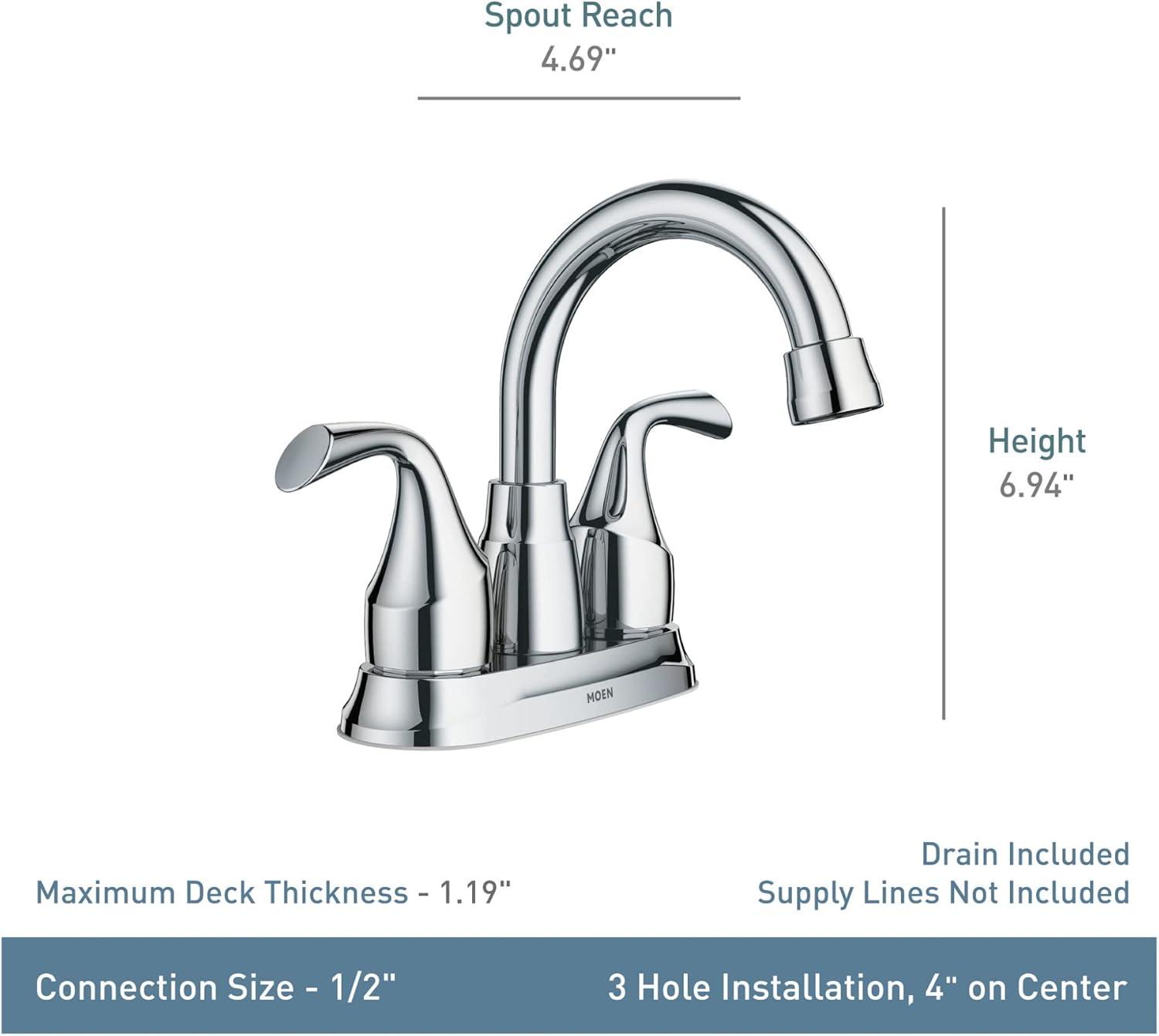 image:imageMoen Idora Matte Black TwoHandle Centerset Bathroom Sink Faucet with Drain Assembly 84115BLChrome