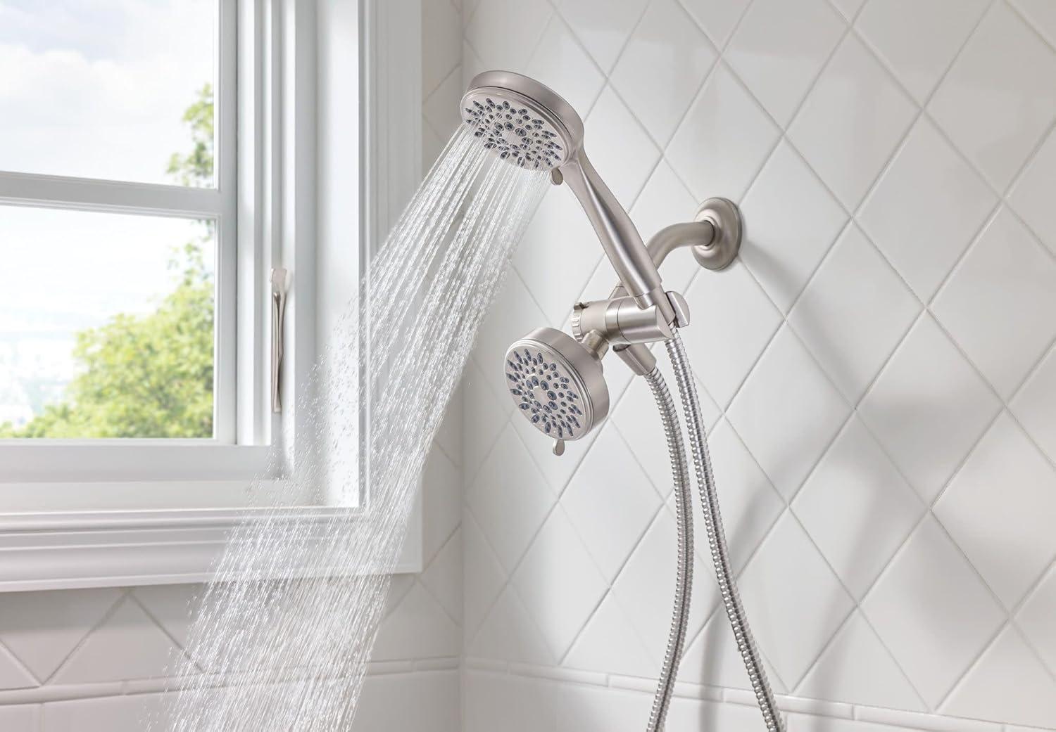 image:imageMoen Ignite Brushed Nickel FiveFunction 334 Diameter 5Function Shower Spray Head with Handheld Showerhead 20016SRNPack of 1