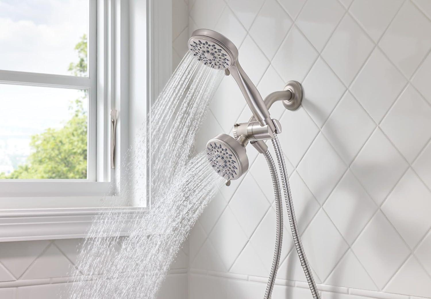 image:imageMoen Ignite Brushed Nickel FiveFunction 334 Diameter 5Function Shower Spray Head with Handheld Showerhead 20016SRNPack of 1