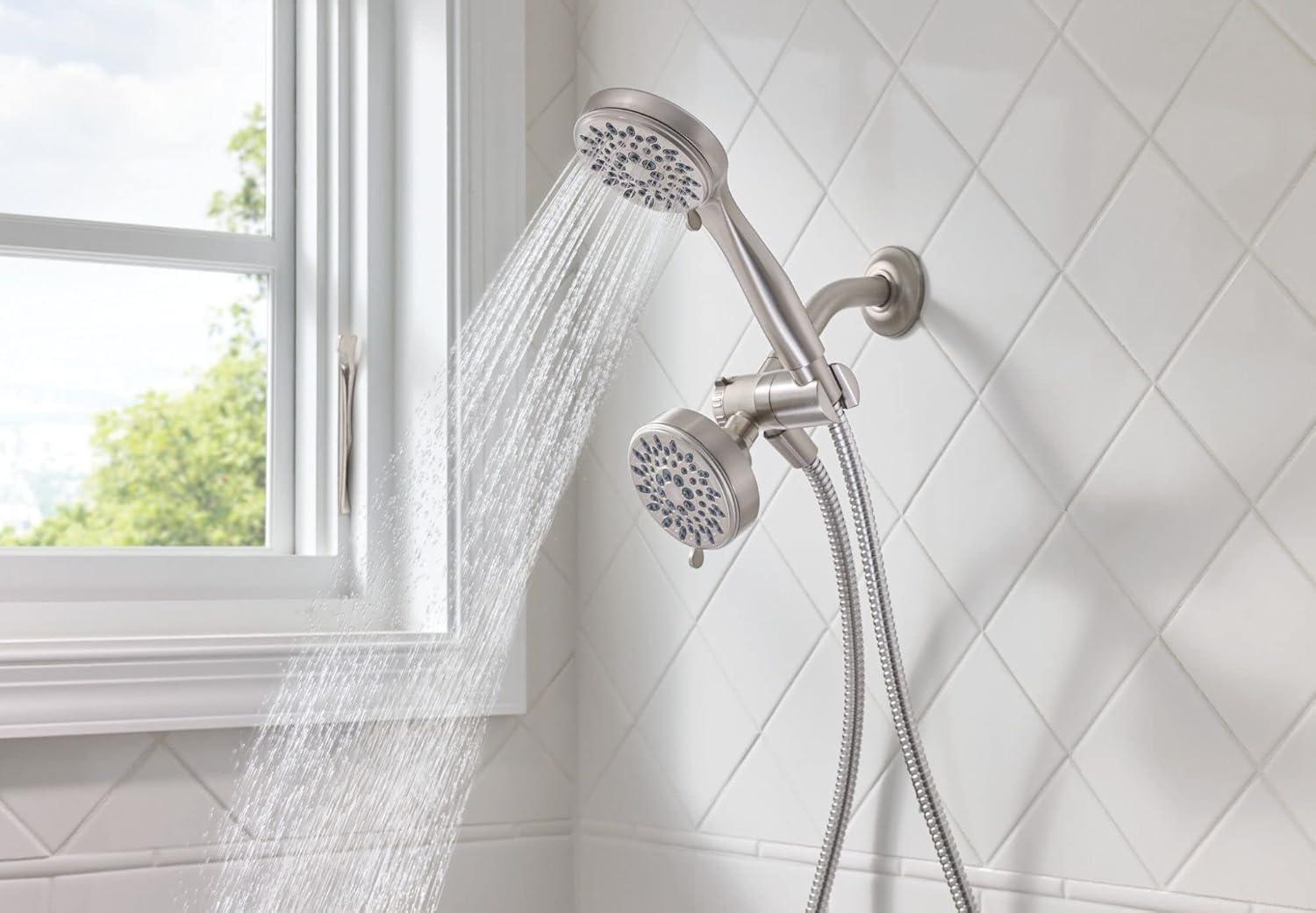 image:imageMoen Ignite Brushed Nickel FiveFunction 334 Diameter 5Function Shower Spray Head with Handheld Showerhead 20016SRNPack of 2