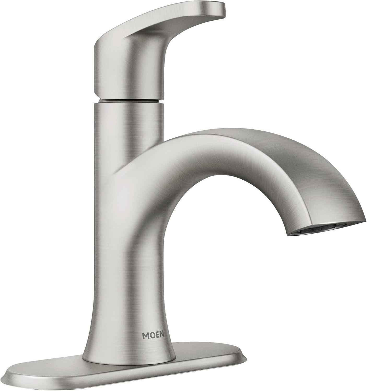 image:imageMoen Karis Black Matte OneHandle Single Hole Bathroom Sink Faucet with Optional Deckplate 84346BLBrushed Nickel