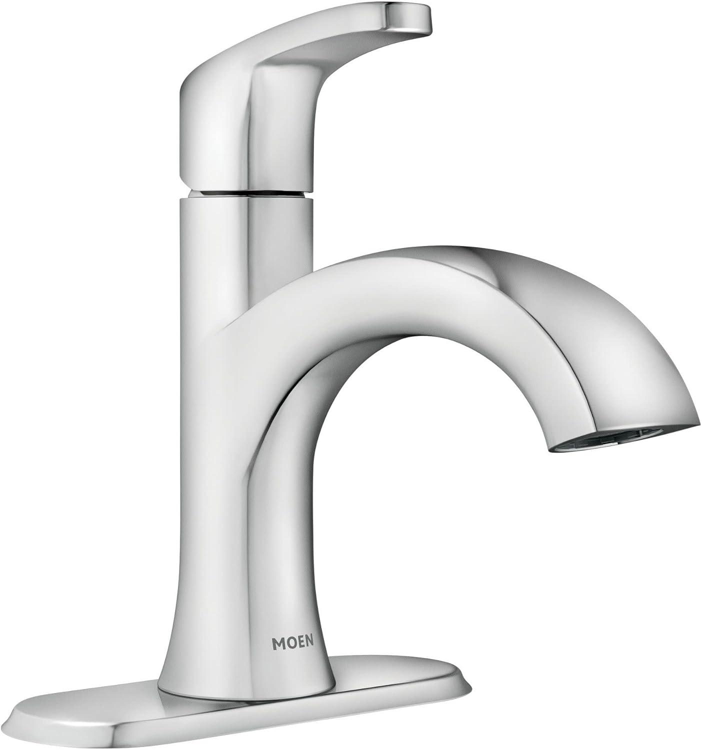 image:imageMoen Karis Black Matte OneHandle Single Hole Bathroom Sink Faucet with Optional Deckplate 84346BLChrome