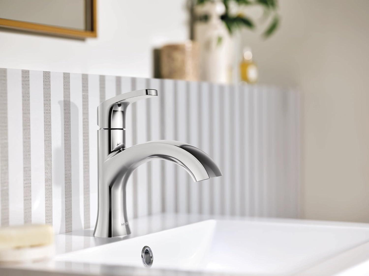 image:imageMoen Karis Black Matte OneHandle Single Hole Bathroom Sink Faucet with Optional Deckplate 84346BLChrome