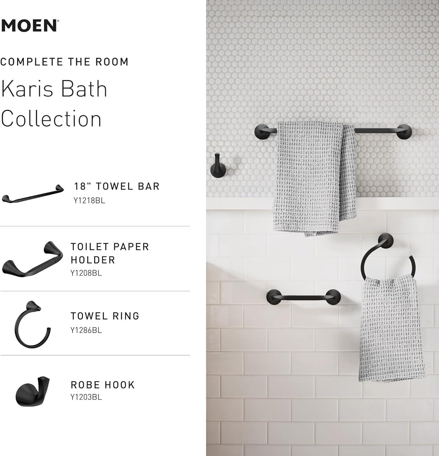 image:imageMoen Karis Black Matte OneHandle Single Hole Bathroom Sink Faucet with Optional Deckplate 84346BLMatte Black