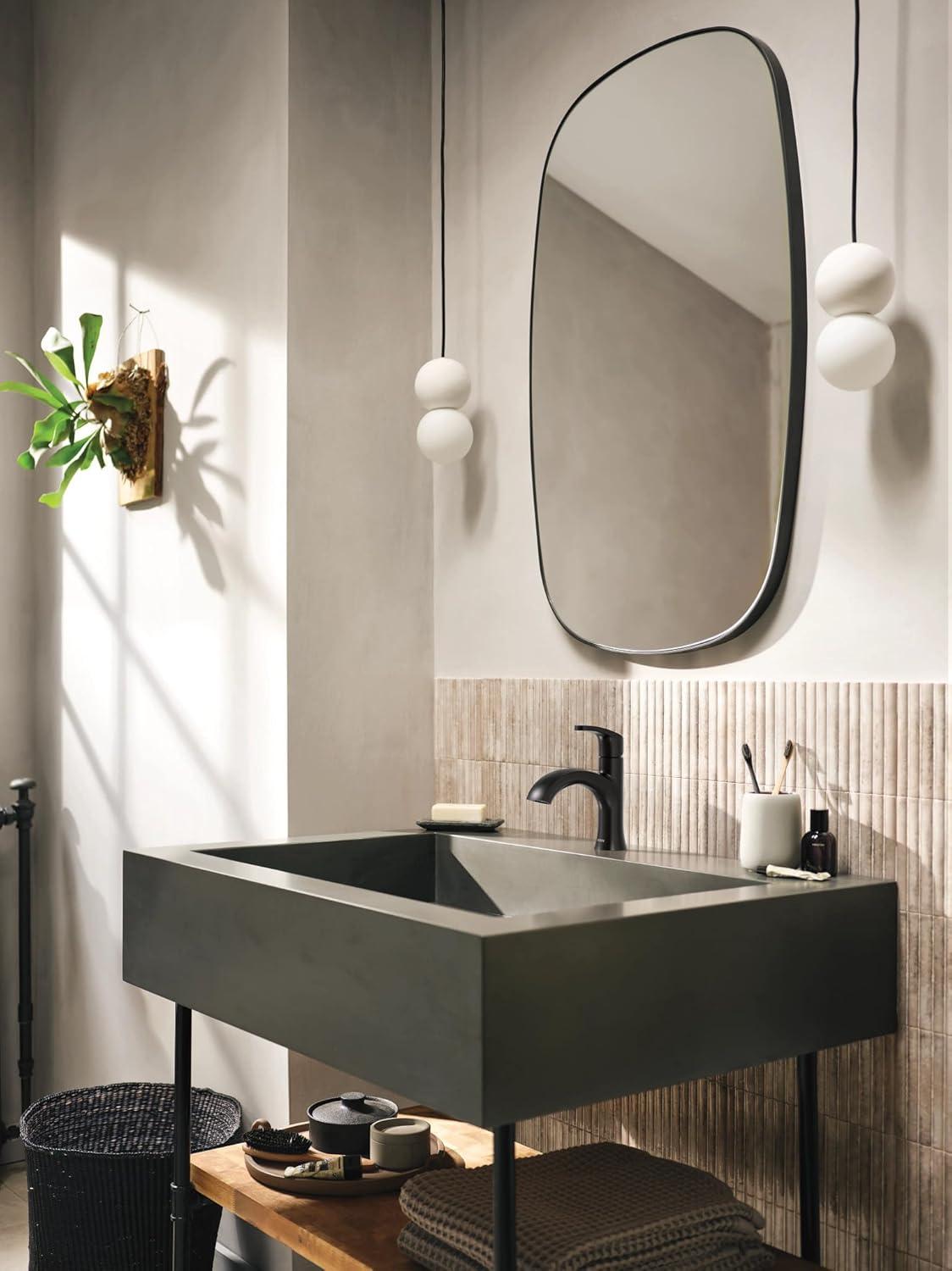 image:imageMoen Karis Black Matte OneHandle Single Hole Bathroom Sink Faucet with Optional Deckplate 84346BLMatte Black