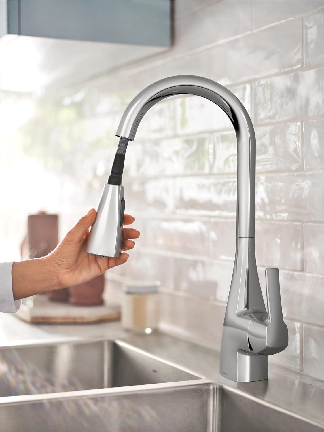 image:imageMoen Kiran Spot Resist Stainless OneHandle High Arc Pulldown Kitchen Faucet with Power Clean 87599SRSChrome