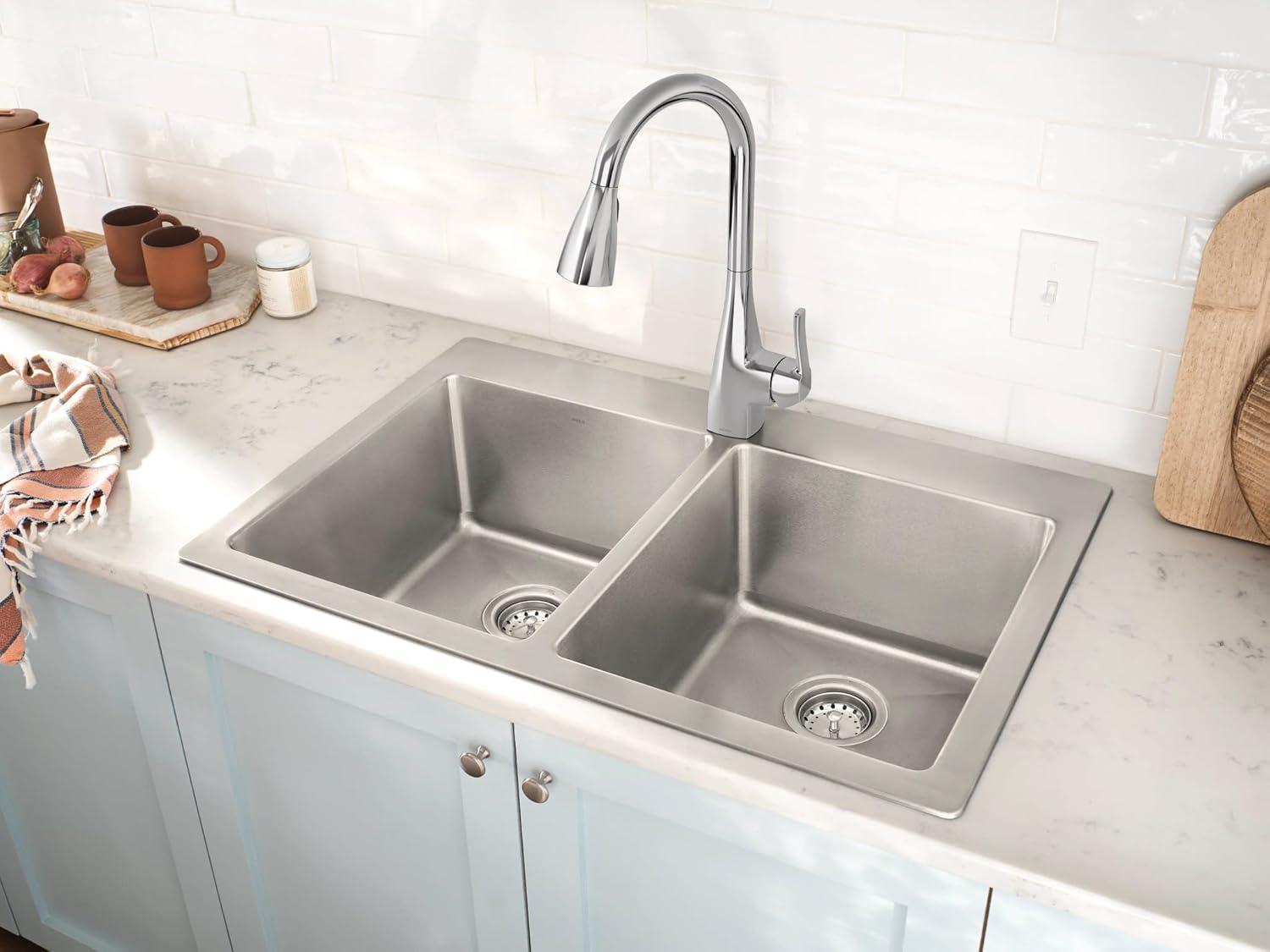 image:imageMoen Kiran Spot Resist Stainless OneHandle High Arc Pulldown Kitchen Faucet with Power Clean 87599SRSChrome