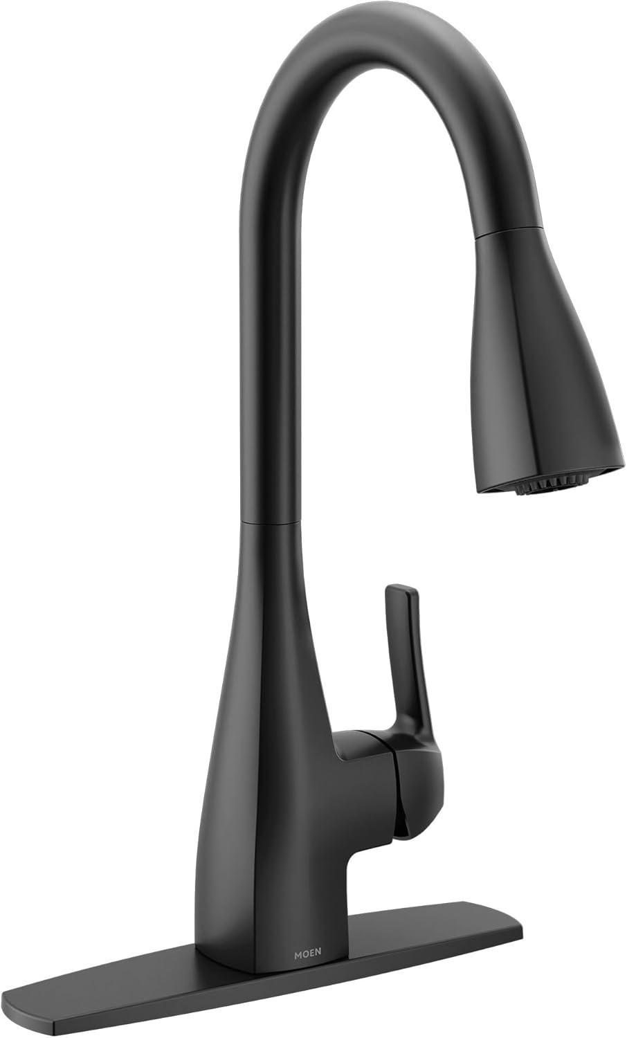 image:imageMoen Kiran Spot Resist Stainless OneHandle High Arc Pulldown Kitchen Faucet with Power Clean 87599SRSMatte Black