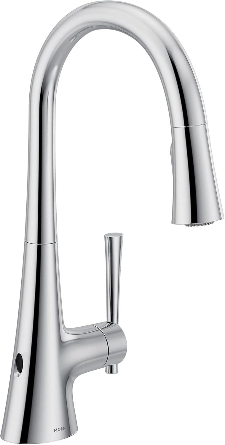 image:imageMoen Kurv Polished Nickel Motionsense Wave Sensor Touchless One Handle High Arc Pulldown Modern Kitchen Faucet Featuring Power Clean 9126EWNLChrome