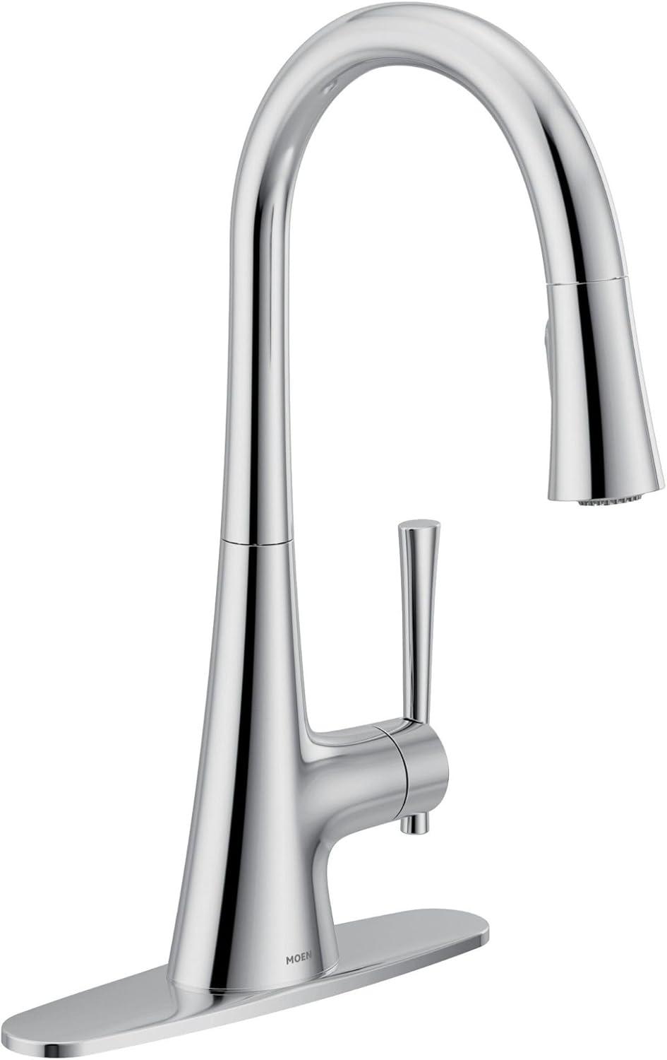 image:imageMoen Kurv Polished Nickel Motionsense Wave Sensor Touchless One Handle High Arc Pulldown Modern Kitchen Faucet Featuring Power Clean 9126EWNLChrome