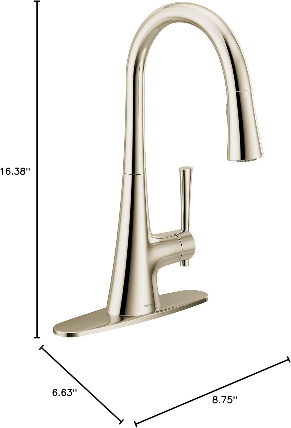 image:imageMoen Kurv Polished Nickel Motionsense Wave Sensor Touchless One Handle High Arc Pulldown Modern Kitchen Faucet Featuring Power Clean 9126EWNLPolished Nickel