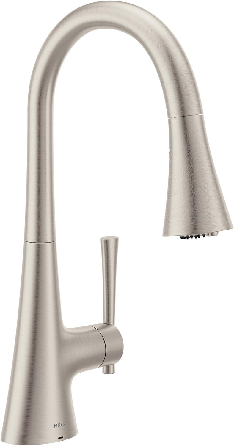 image:imageMoen Kurv Polished Nickel Motionsense Wave Sensor Touchless One Handle High Arc Pulldown Modern Kitchen Faucet Featuring Power Clean 9126EWNLSpot Resist Stainless