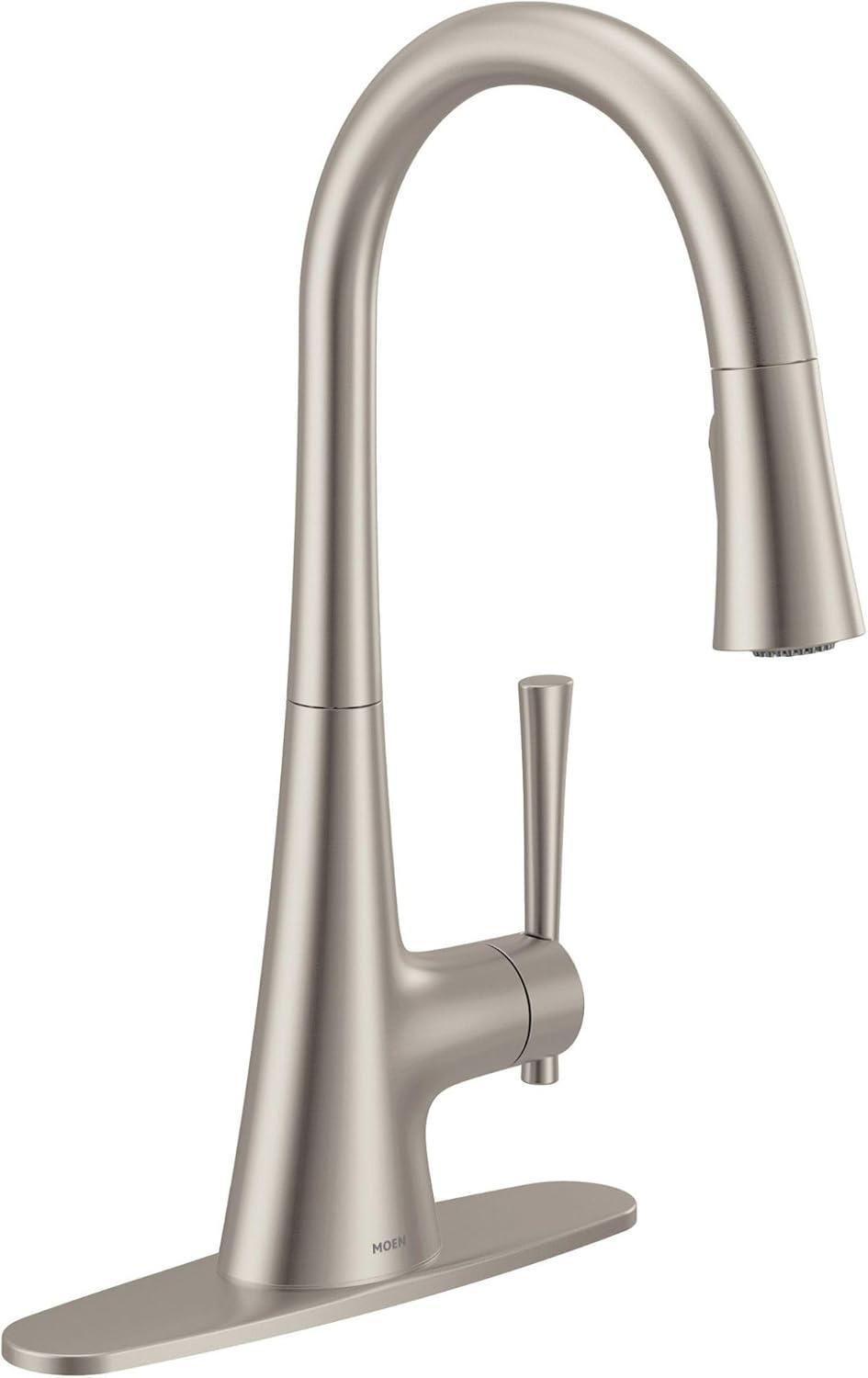 image:imageMoen Kurv Polished Nickel Motionsense Wave Sensor Touchless One Handle High Arc Pulldown Modern Kitchen Faucet Featuring Power Clean 9126EWNLSpot Resist Stainless