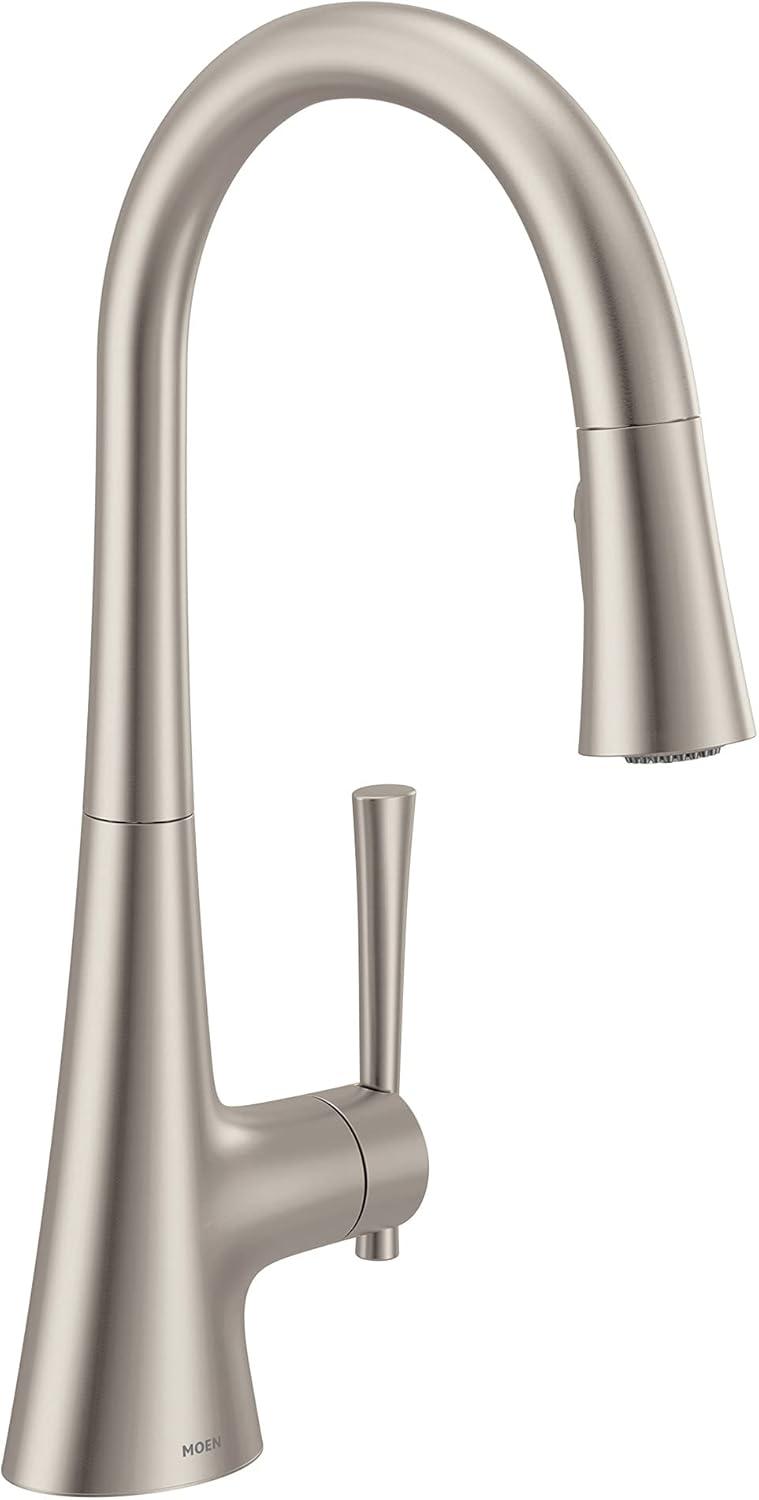 image:imageMoen Kurv Polished Nickel Motionsense Wave Sensor Touchless One Handle High Arc Pulldown Modern Kitchen Faucet Featuring Power Clean 9126EWNLSpot Resist Stainless