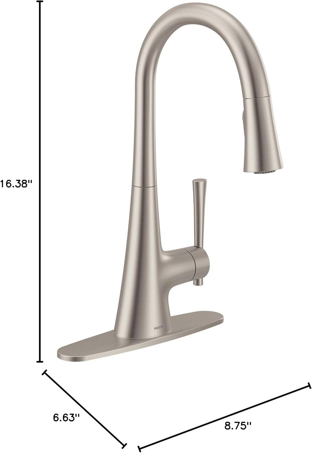 image:imageMoen Kurv Polished Nickel Motionsense Wave Sensor Touchless One Handle High Arc Pulldown Modern Kitchen Faucet Featuring Power Clean 9126EWNLSpot Resist Stainless
