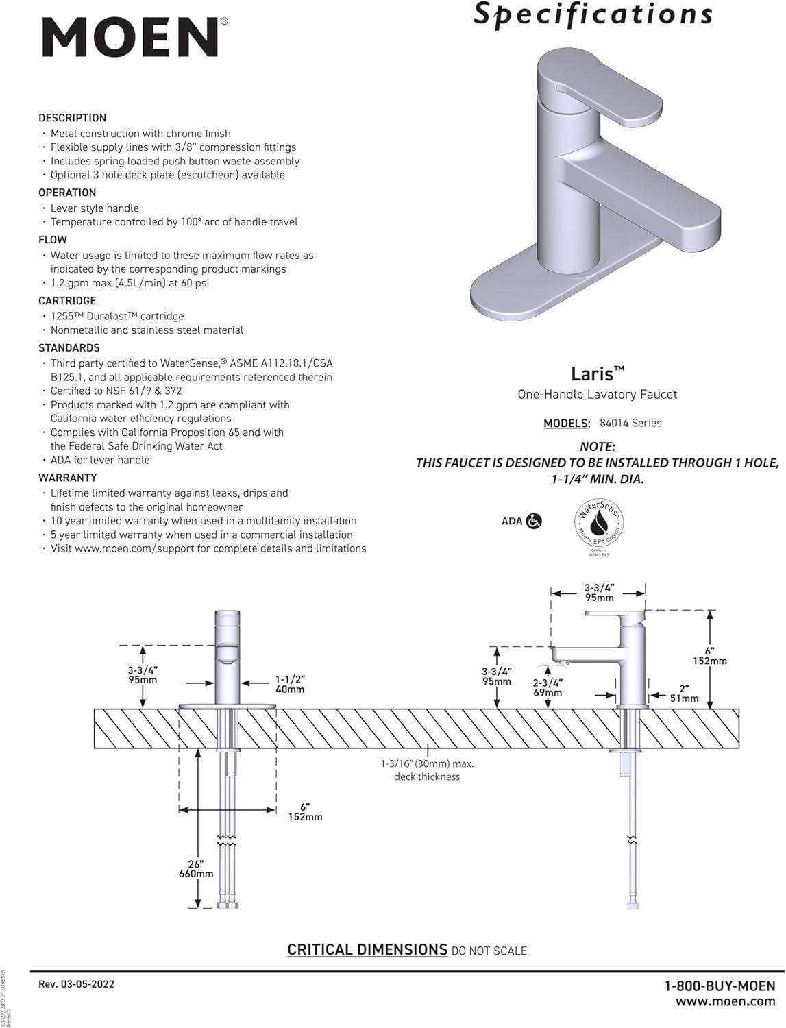 image:imageMoen Laris TwoHandle 4 Centerset Modern Bathroom Faucet 840151 Handle