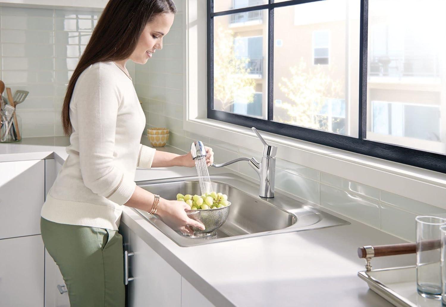 image:imageMoen Method Spot Resist Stainless Steel OneHandle Pullout Kitchen Faucet with High Spray Pressure Kitchen Sink Faucets with Pull Out Sprayer 7585SRSChrome