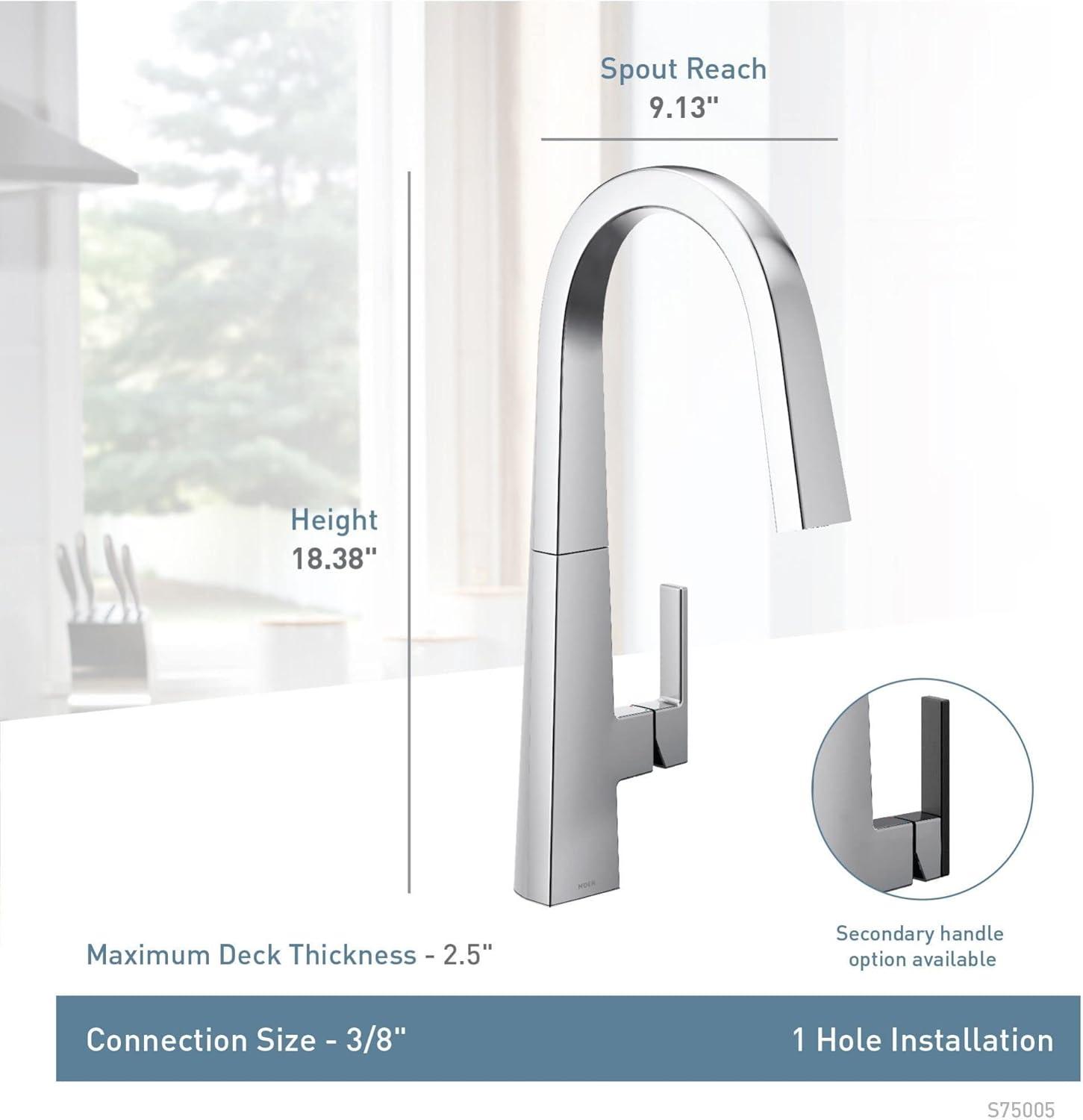 image:imageMoen Nio Spot Resist Stainless Contemporary Smart Faucet Touchless Pull Down Sprayer Kitchen Faucet with Voice Control and Power Boost S75005EVSRSMatte Black