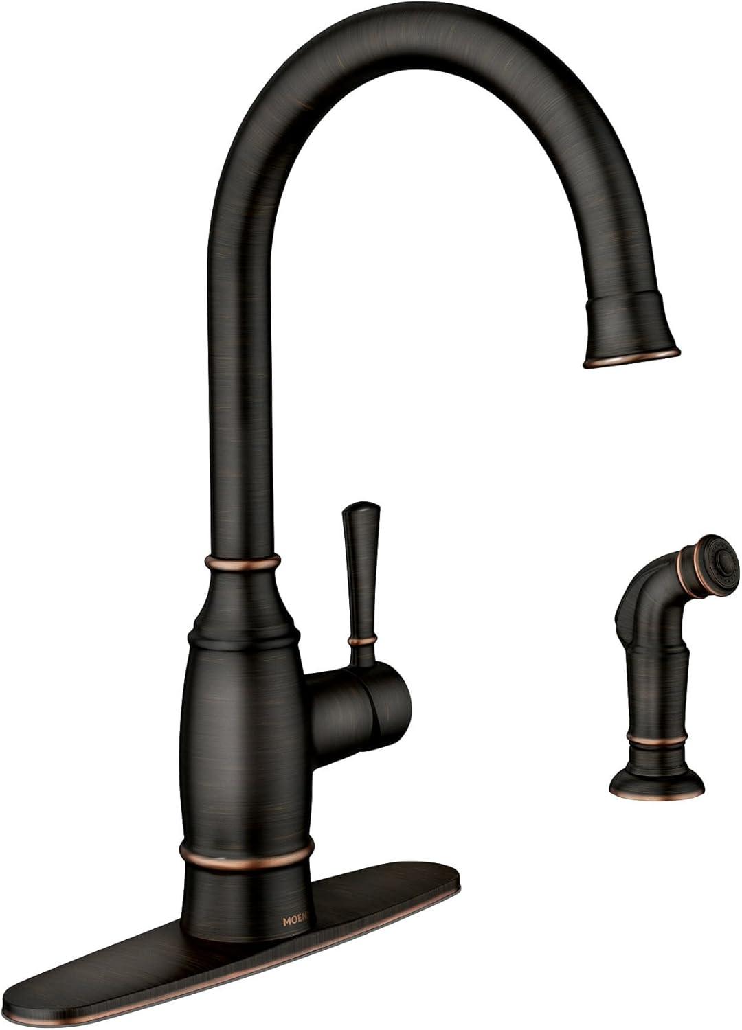 image:imageMoen Noell Mediterranean Bronze SingleHandle Kitchen Faucet with Side Sprayer 87506BRB
