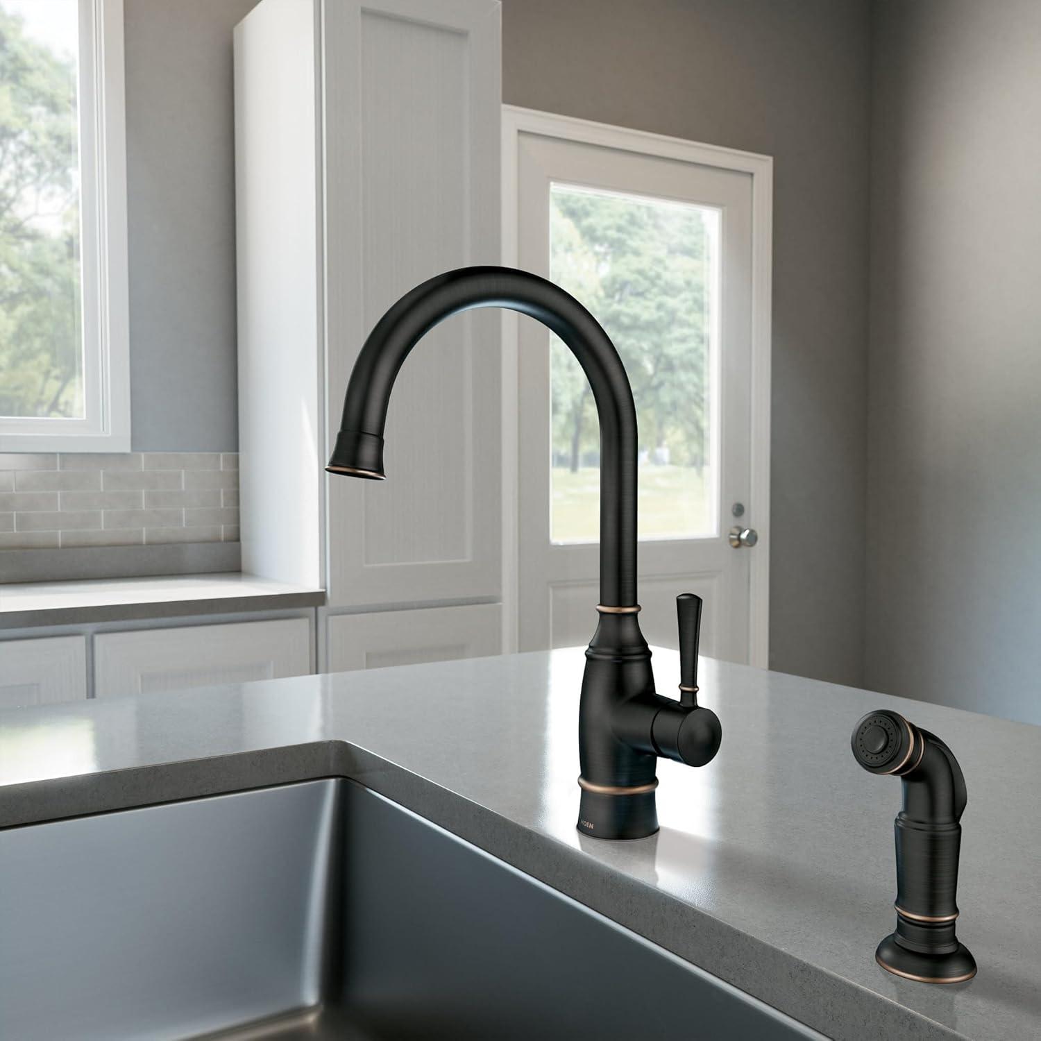 image:imageMoen Noell Mediterranean Bronze SingleHandle Kitchen Faucet with Side Sprayer 87506BRB