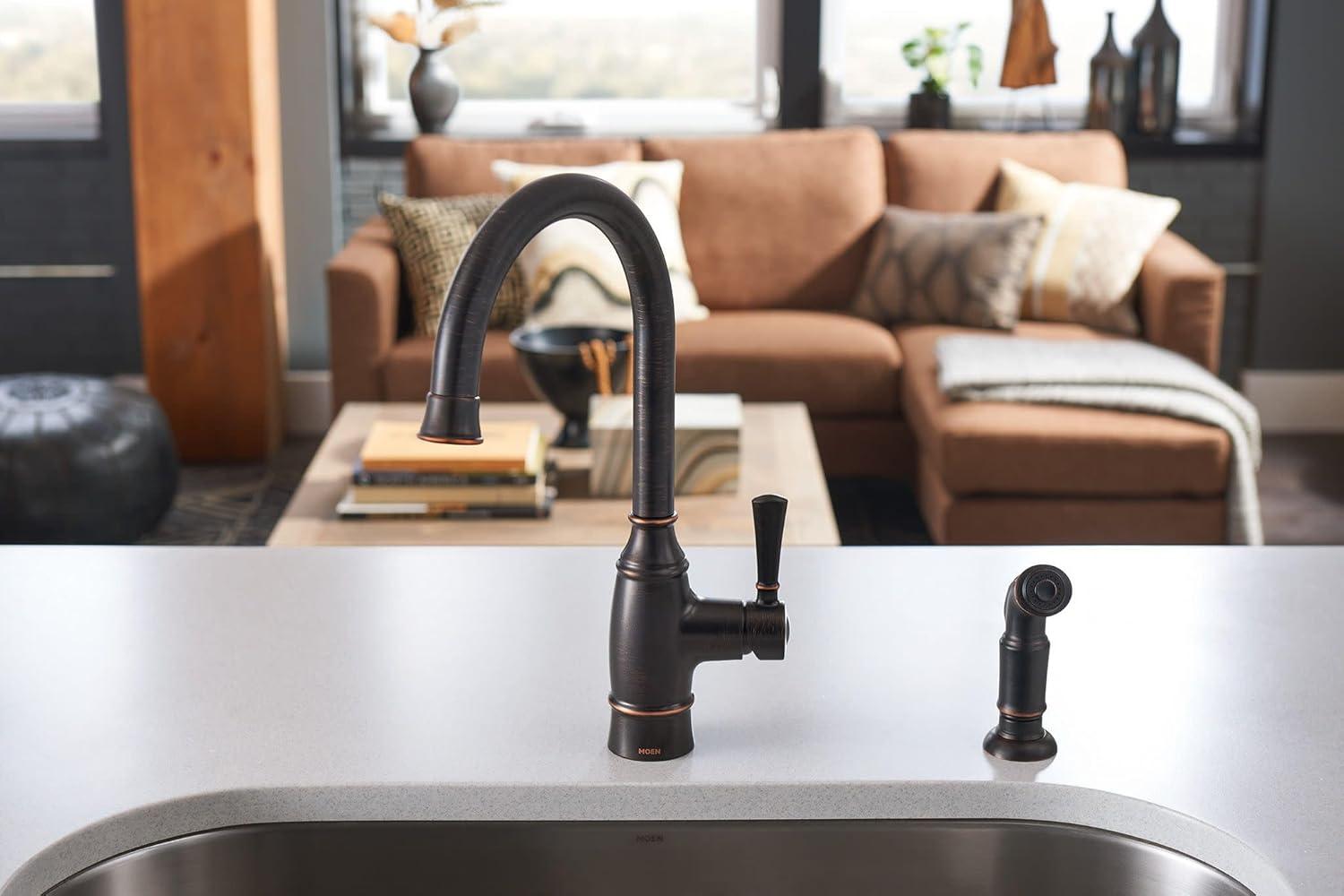 image:imageMoen Noell Mediterranean Bronze SingleHandle Kitchen Faucet with Side Sprayer 87506BRB