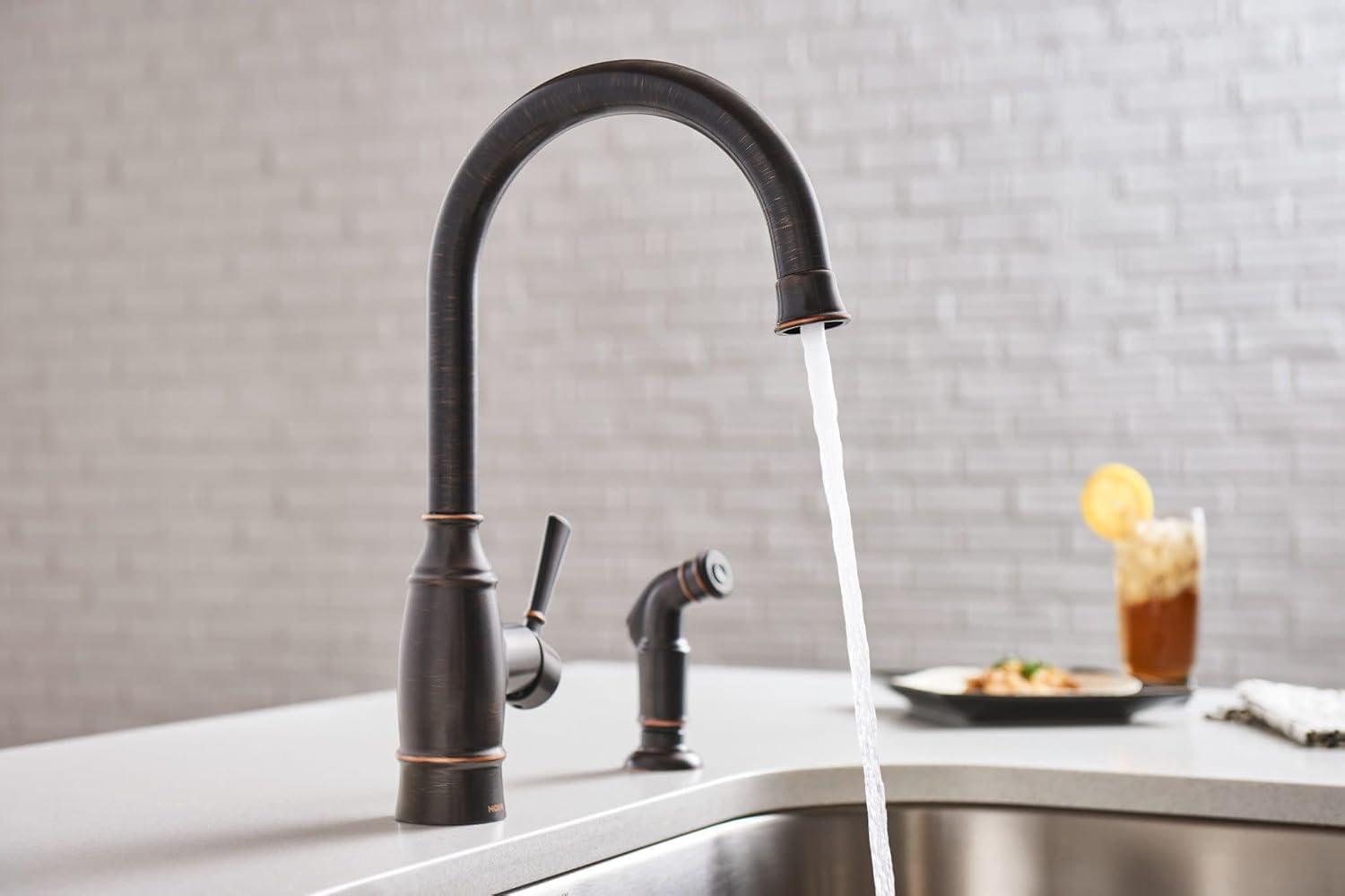 image:imageMoen Noell Mediterranean Bronze SingleHandle Kitchen Faucet with Side Sprayer 87506BRB