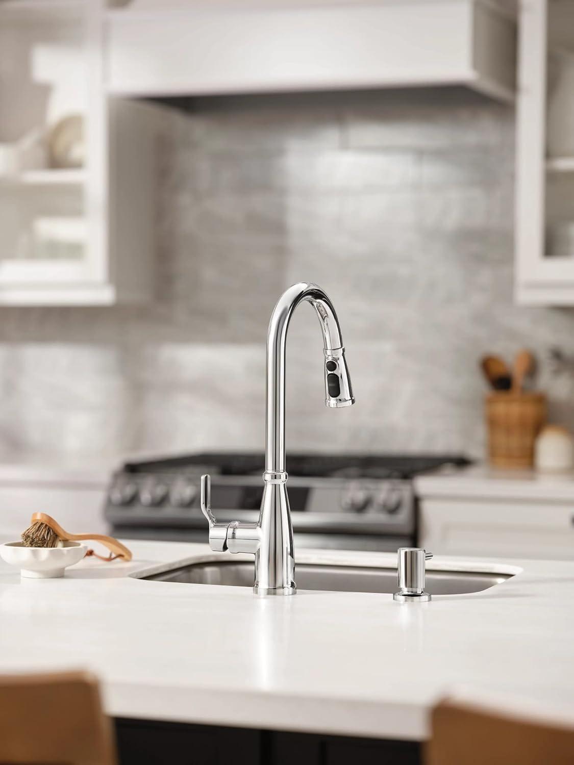 image:imageMoen Nolia Bronzed Gold OneHandle Single Hole Spring Kitchen Faucet with Pull Down Sprayer and Soap Dispenser 87886BZGChrome