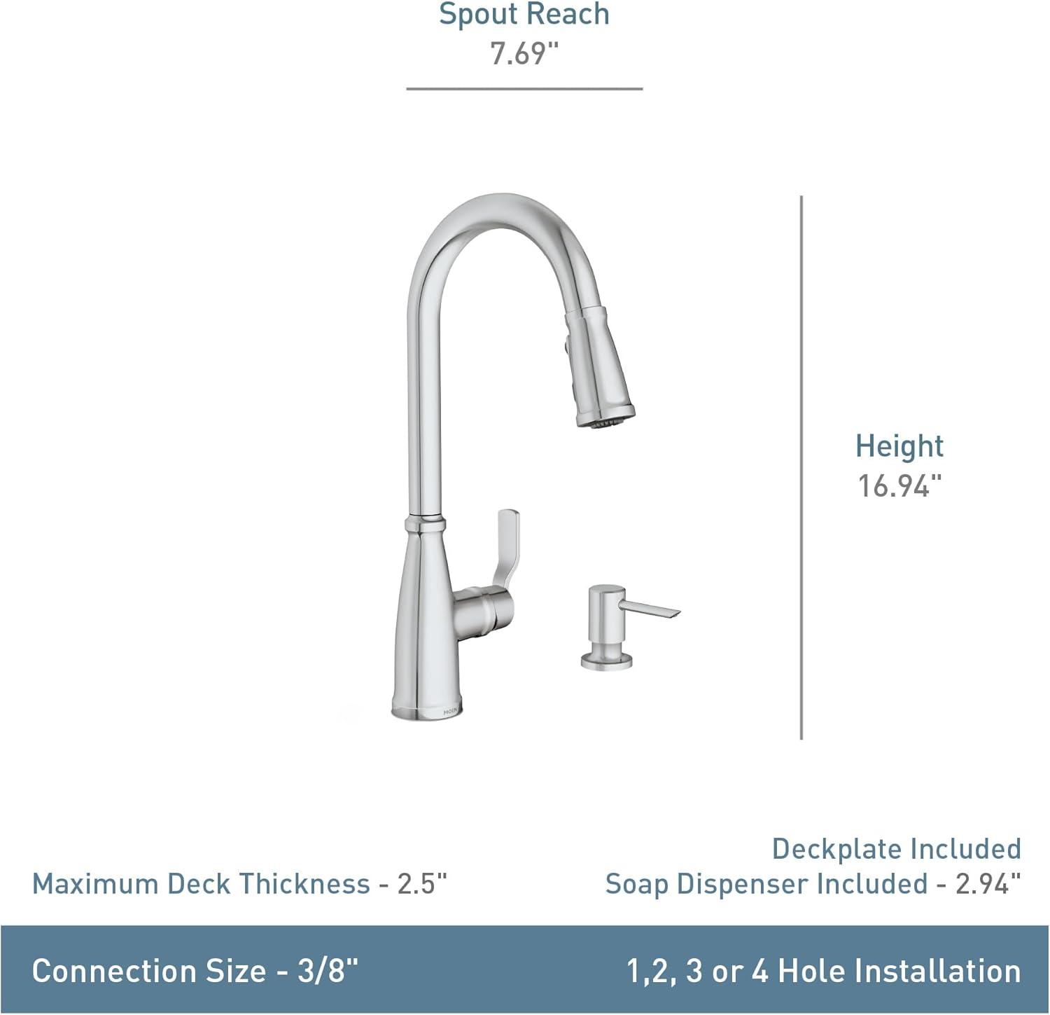 image:imageMoen Nolia Bronzed Gold OneHandle Single Hole Spring Kitchen Faucet with Pull Down Sprayer and Soap Dispenser 87886BZGChrome