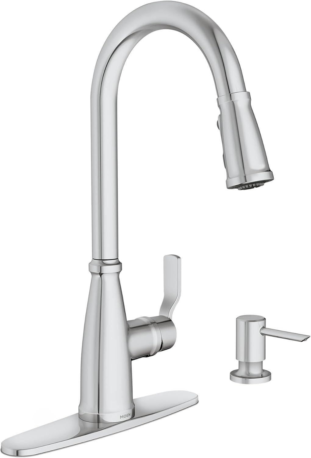 image:imageMoen Nolia Bronzed Gold OneHandle Single Hole Spring Kitchen Faucet with Pull Down Sprayer and Soap Dispenser 87886BZGChrome