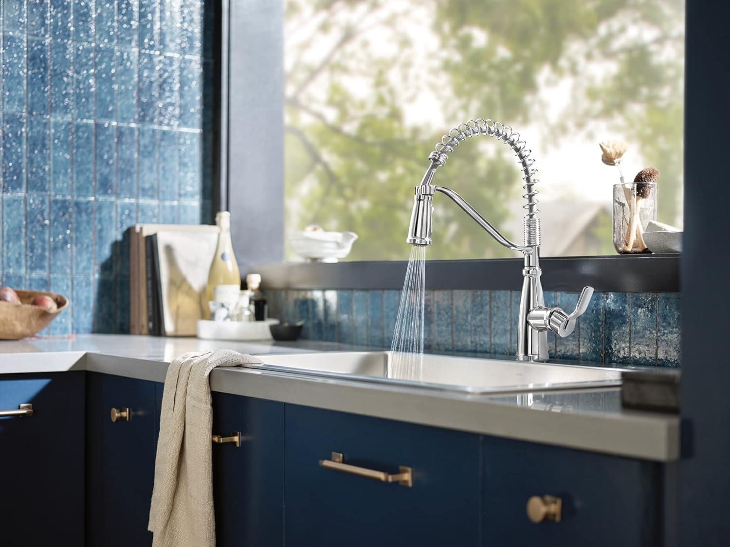 image:imageMoen Nolia Bronzed Gold OneHandle Single Hole Spring Kitchen Faucet with Pull Down Sprayer and Soap Dispenser 87886BZGChrome