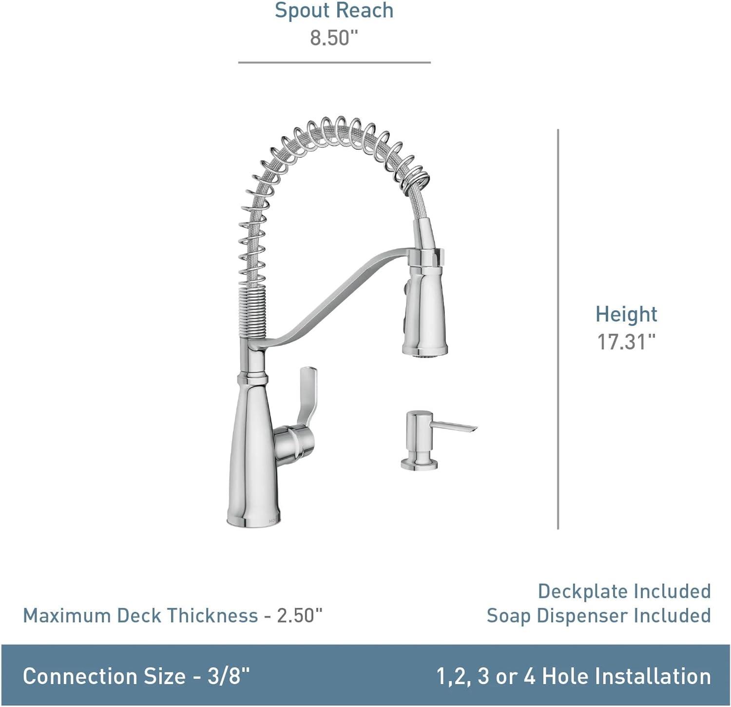 image:imageMoen Nolia Bronzed Gold OneHandle Single Hole Spring Kitchen Faucet with Pull Down Sprayer and Soap Dispenser 87886BZGChrome