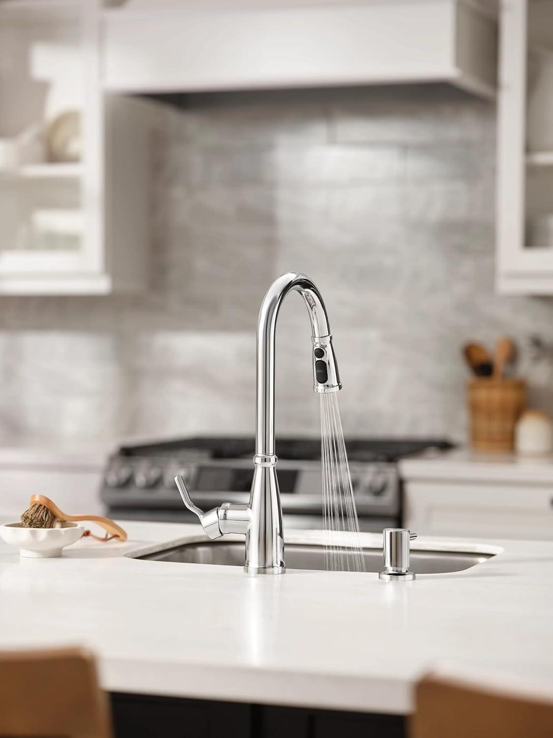 image:imageMoen Nolia Bronzed Gold OneHandle Single Hole Spring Kitchen Faucet with Pull Down Sprayer and Soap Dispenser 87886BZGChrome