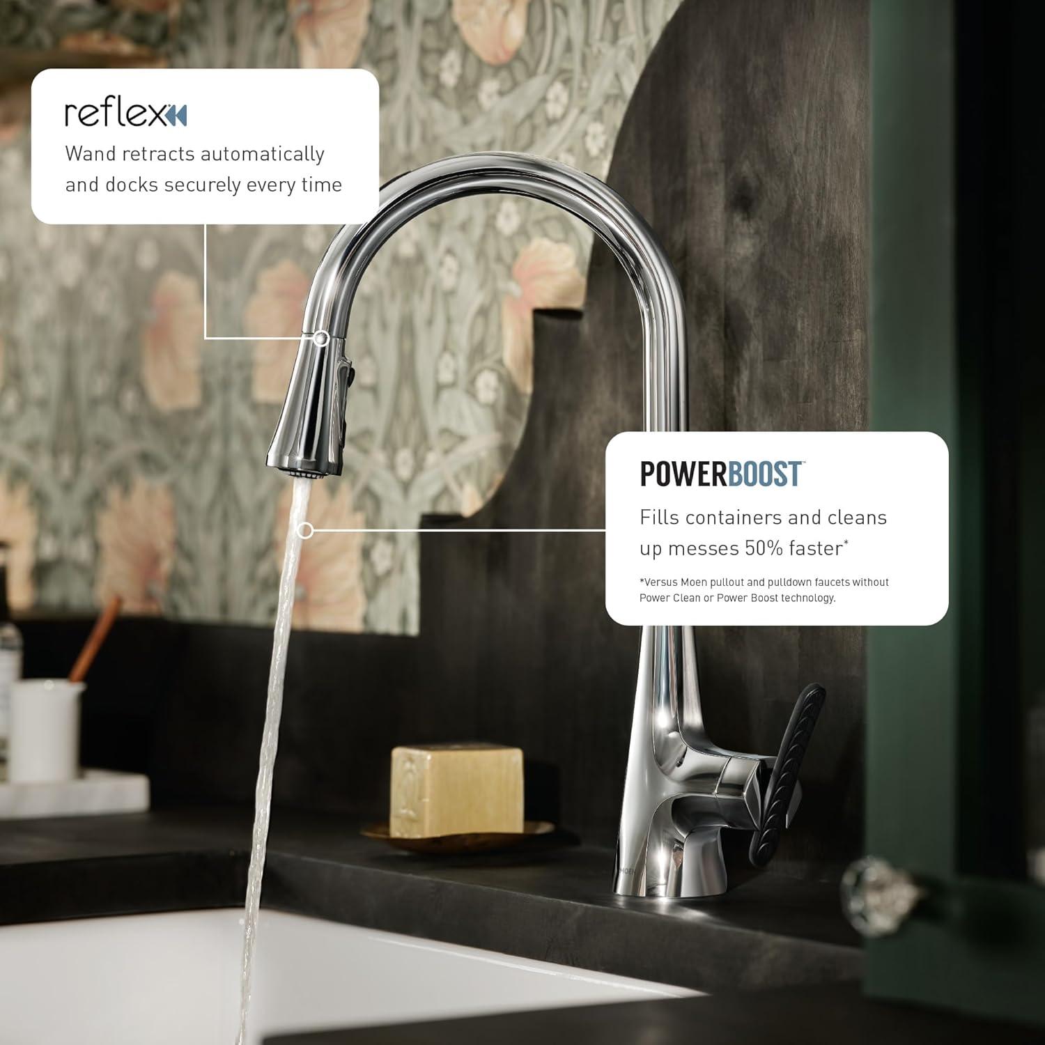 image:imageMoen Nolia Bronzed Gold OneHandle Single Hole Spring Kitchen Faucet with Pull Down Sprayer and Soap Dispenser 87886BZGChrome