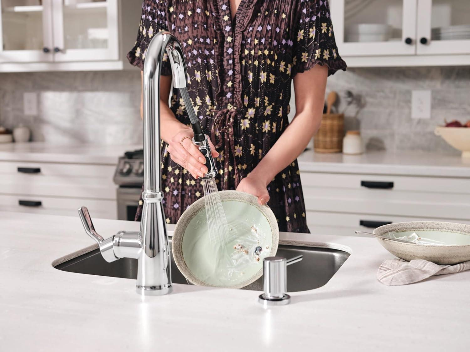 image:imageMoen Nolia Bronzed Gold OneHandle Single Hole Spring Kitchen Faucet with Pull Down Sprayer and Soap Dispenser 87886BZGChrome
