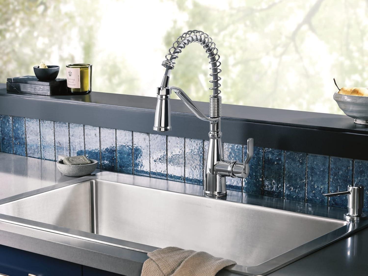 image:imageMoen Nolia Bronzed Gold OneHandle Single Hole Spring Kitchen Faucet with Pull Down Sprayer and Soap Dispenser 87886BZGChrome
