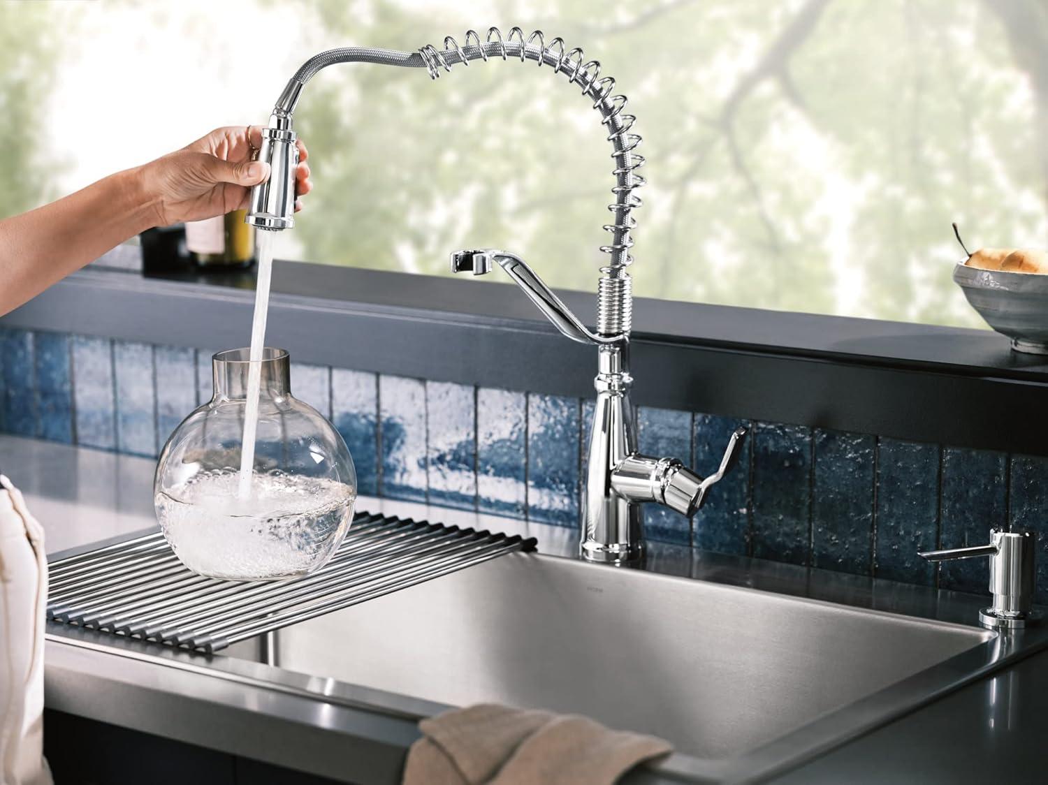 image:imageMoen Nolia Bronzed Gold OneHandle Single Hole Spring Kitchen Faucet with Pull Down Sprayer and Soap Dispenser 87886BZGChrome