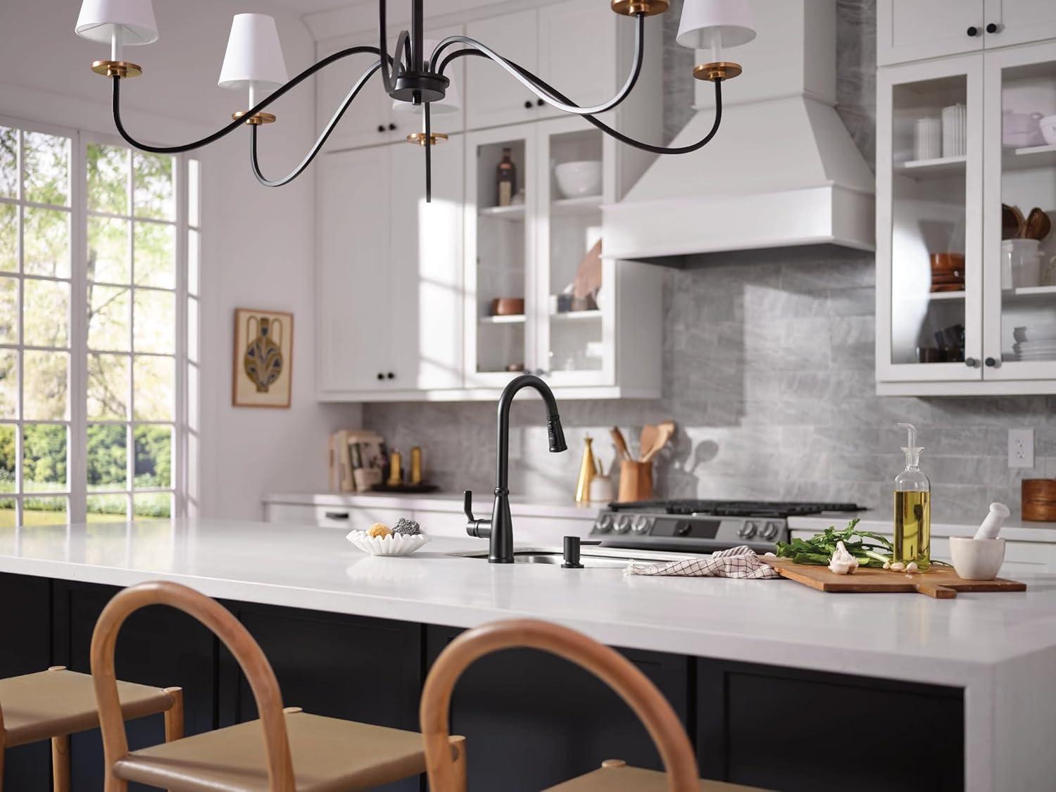 image:imageMoen Nolia Bronzed Gold OneHandle Single Hole Spring Kitchen Faucet with Pull Down Sprayer and Soap Dispenser 87886BZGMatte Black