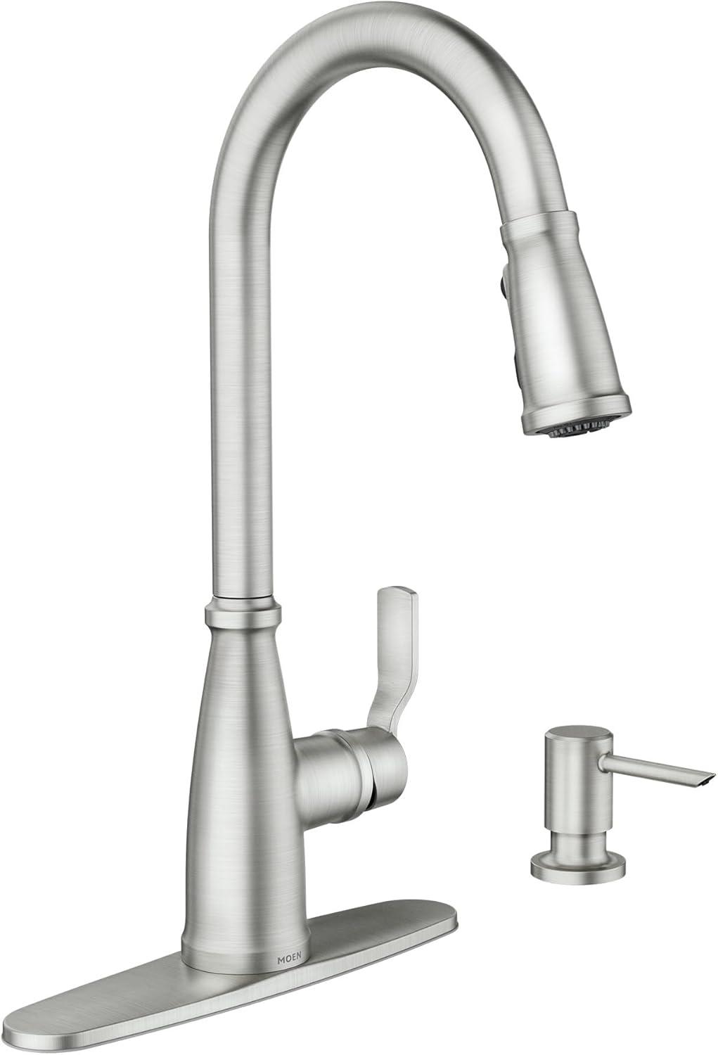 image:imageMoen Nolia Bronzed Gold OneHandle Single Hole Spring Kitchen Faucet with Pull Down Sprayer and Soap Dispenser 87886BZGSpot Resist Stainless