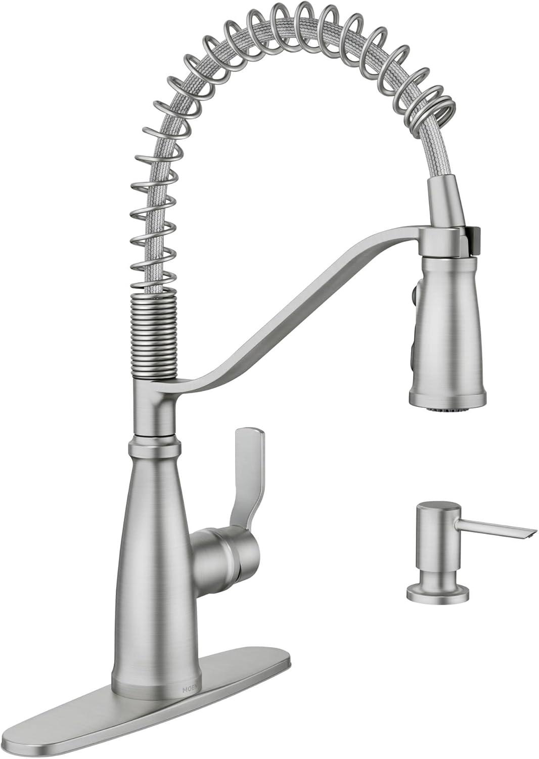 image:imageMoen Nolia Bronzed Gold OneHandle Single Hole Spring Kitchen Faucet with Pull Down Sprayer and Soap Dispenser 87886BZGSpot Resist Stainless