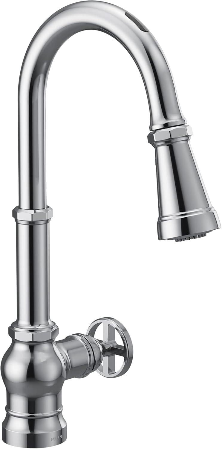 image:imageMoen Paterson Chrome Smart Faucet Touchless Pull Down Sprayer Kitchen Faucet with Voice Control and Power Boost S72003EVC