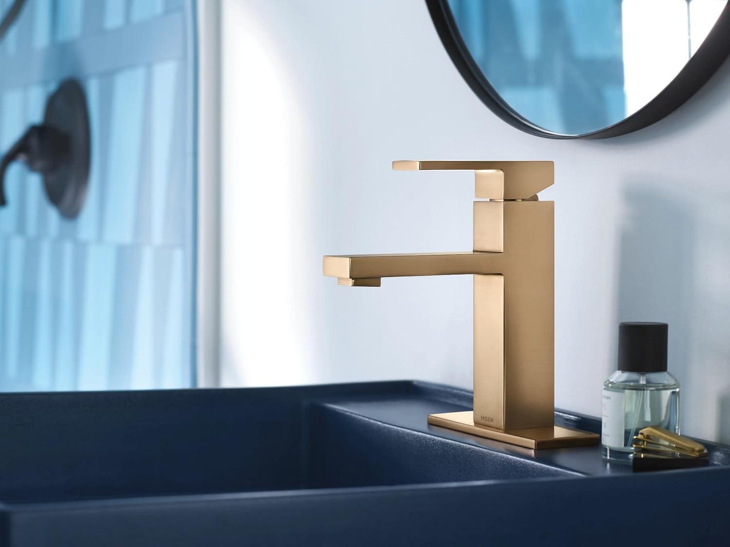 image:imageMoen Revyl Bronzed Gold OneHandle Single Hole Modern Bathroom Sink Faucet with Optional Deckplate and Spring Loaded Drain Assembly 84771BZGBronzed Gold