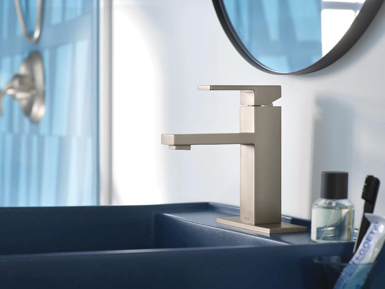 image:imageMoen Revyl Bronzed Gold OneHandle Single Hole Modern Bathroom Sink Faucet with Optional Deckplate and Spring Loaded Drain Assembly 84771BZGSpot Resist Nickel