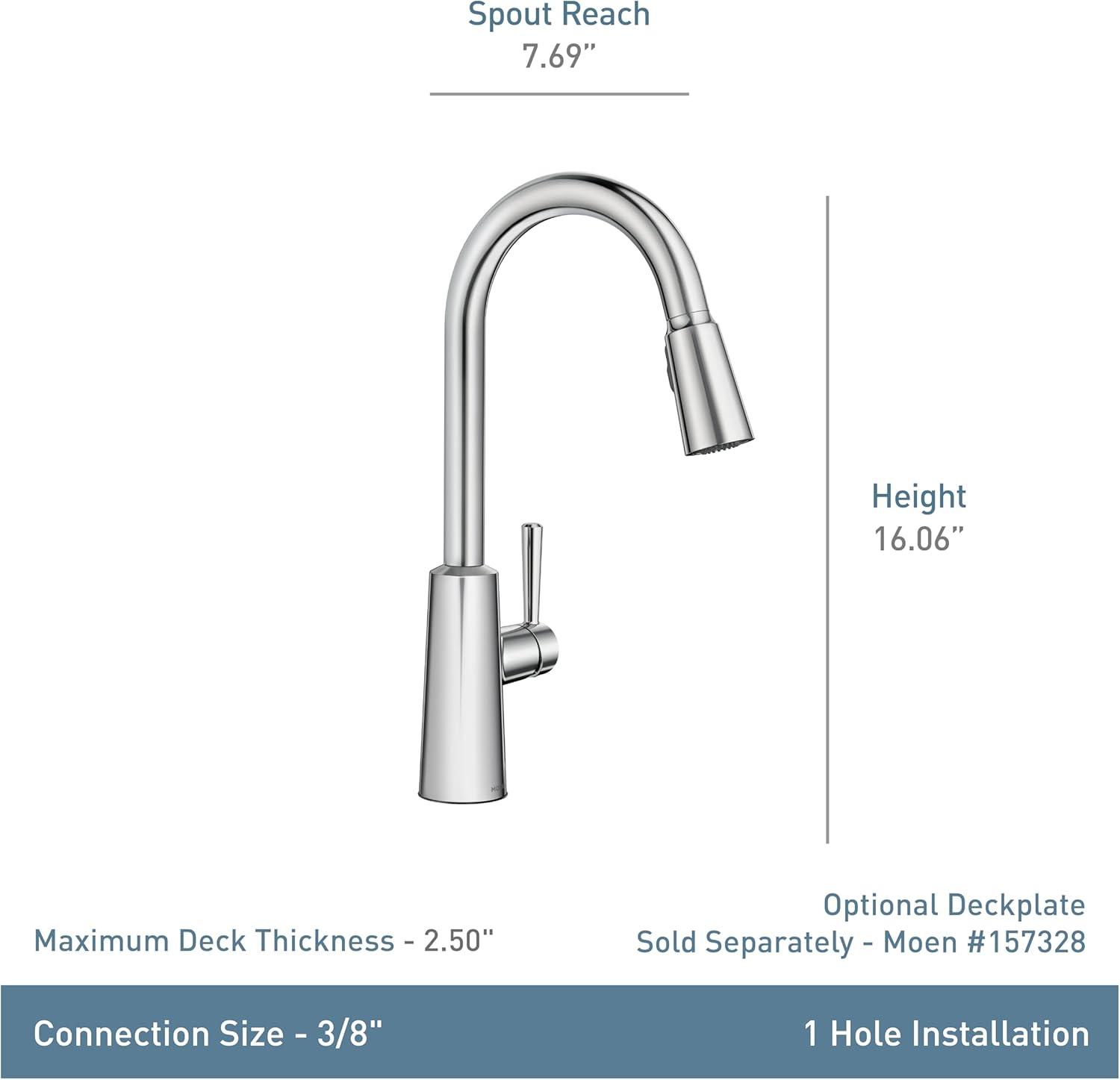 image:imageMoen Riley Matte Black Motionsense Wave Sensor Touchless One Handle Pulldown Kitchen Faucet Featuring Power Clean 7402EWBLMatte Black