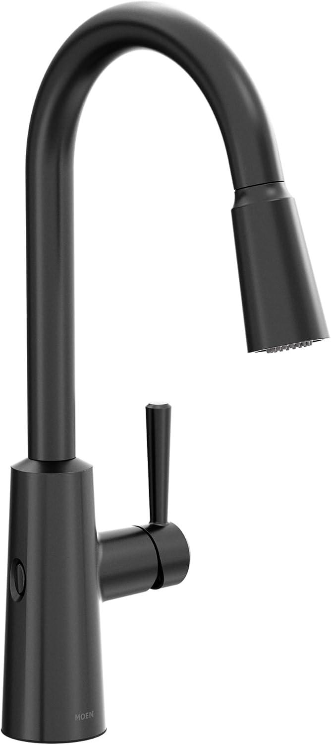 image:imageMoen Riley Matte Black Motionsense Wave Sensor Touchless One Handle Pulldown Kitchen Faucet Featuring Power Clean 7402EWBLMatte Black