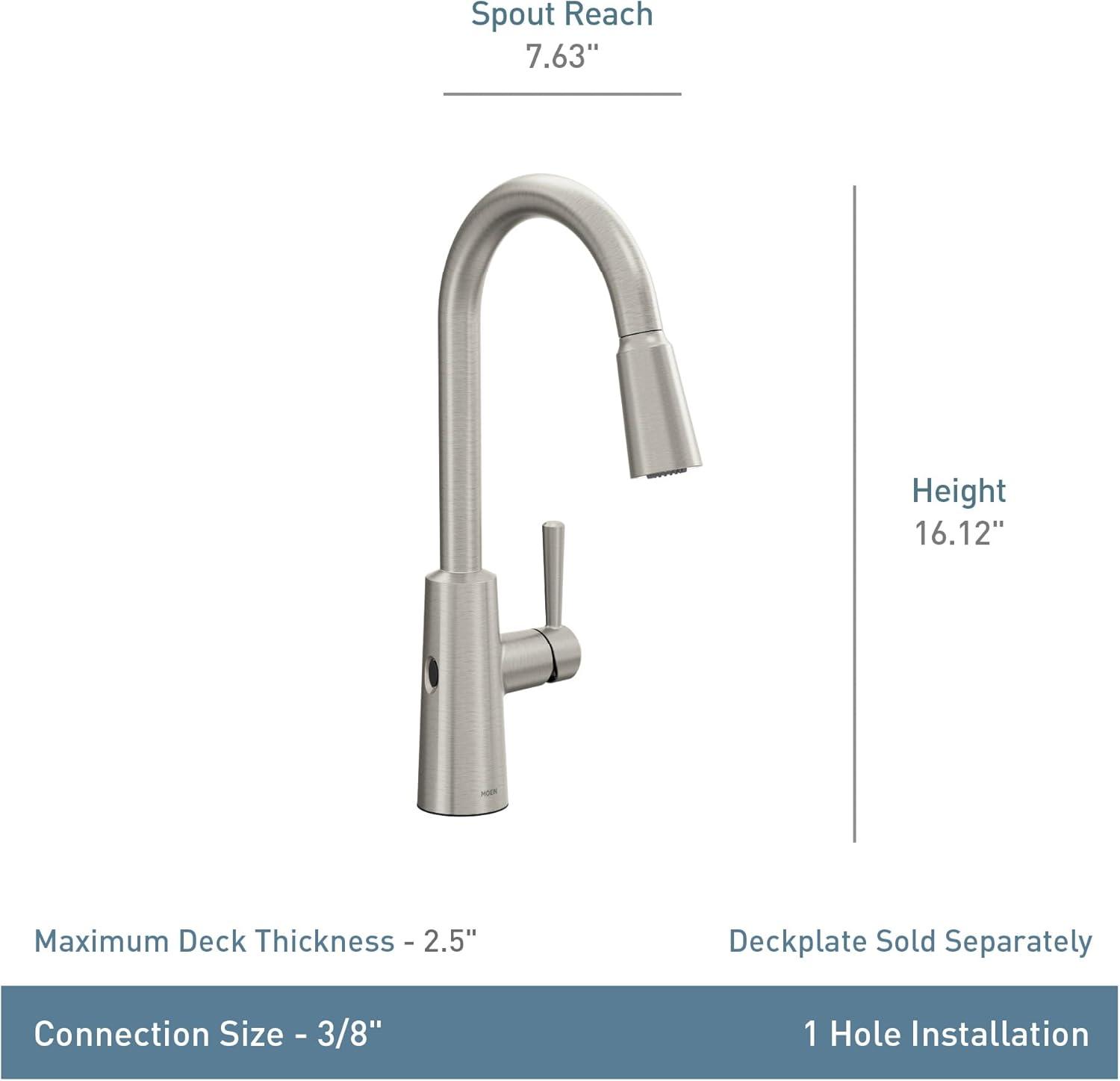 image:imageMoen Riley Matte Black Motionsense Wave Sensor Touchless One Handle Pulldown Kitchen Faucet Featuring Power Clean 7402EWBLMatte Black